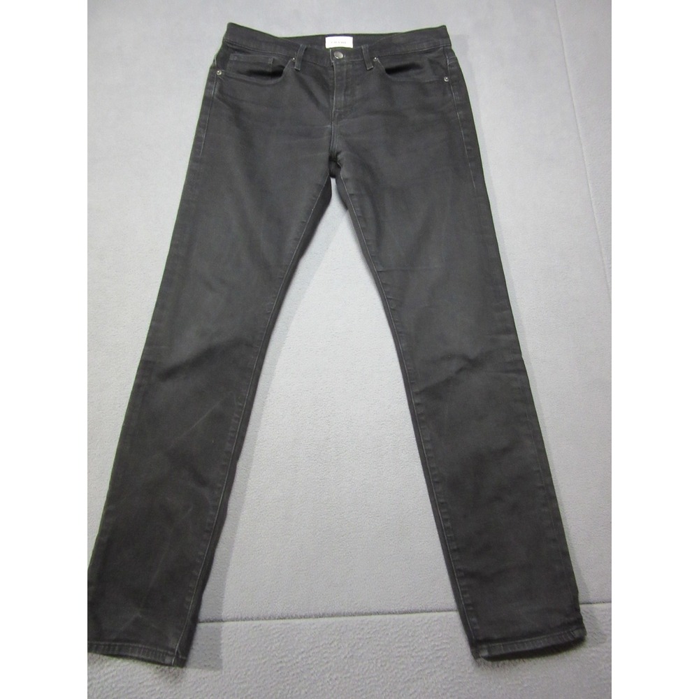Frame  Jeans Mens 32 Noir Black L'Homme Slim Stretch Denim Pants Stretch Premium